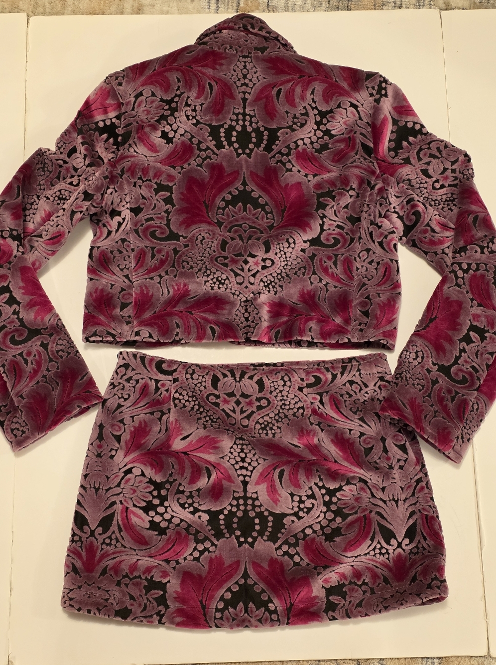 Free People × Anna Sui Purple Floral Lined Jacket & Skirt Set Womens XS - Picture 5 of 14